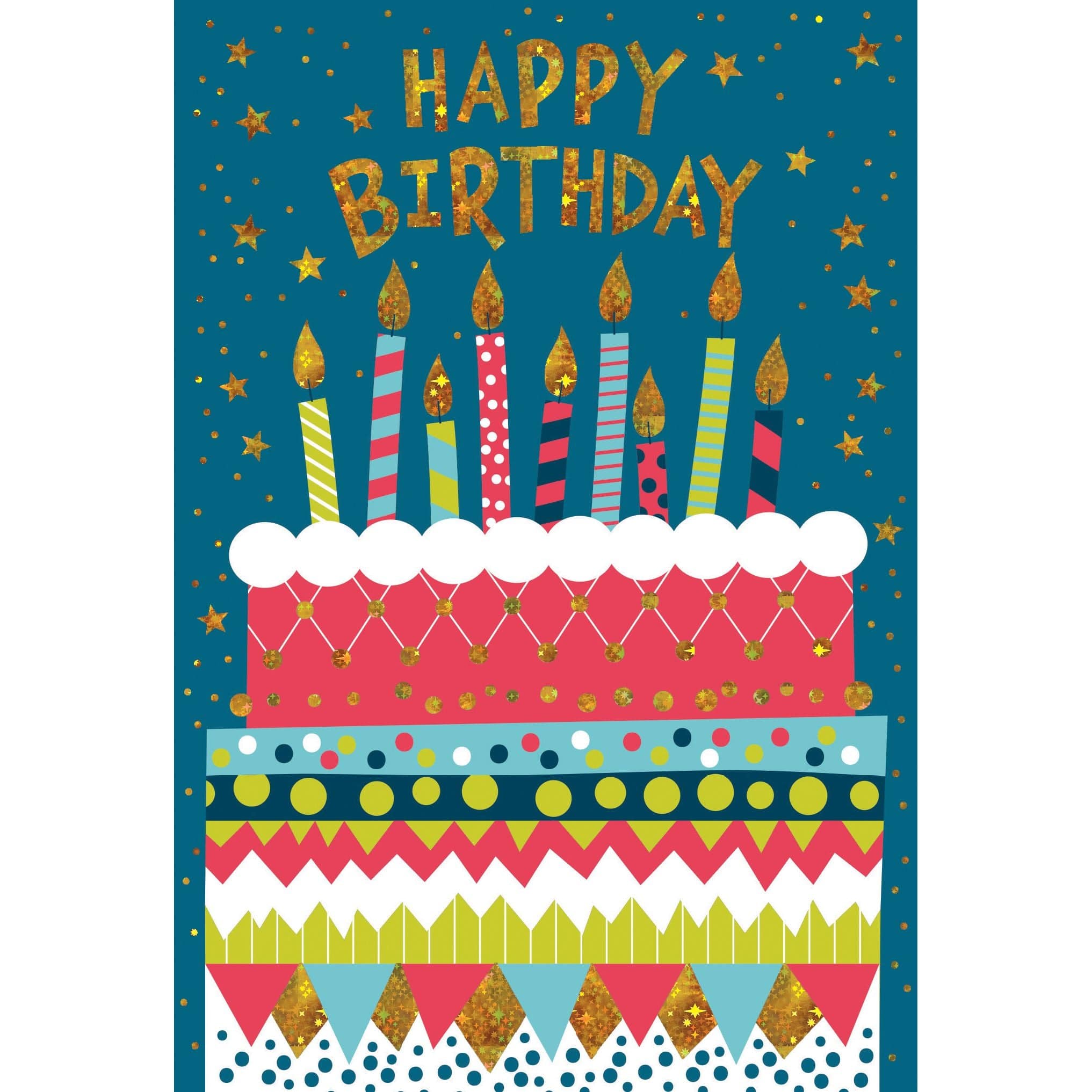 Pictura patterned birthday cake birthday card with colorful cake design, perfect for celebrating birthdays and special occasions.